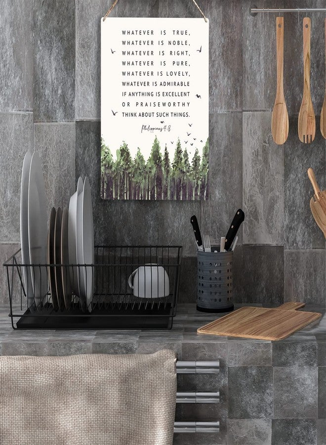 YCYD Christian Inspirational Wall Art Whatever Is True Noble Right Philippians 4:8 Wooden Hanging Sign Christian Bible Verse Wall Art for Bedroom Rustic Home Office Decoration 8 x 10 Inches - Image 4